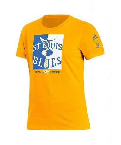 Women's Gold St. Louis Blues Reverse Retro 2.0 Playmaker T-shirt Gold $22.79 Tops