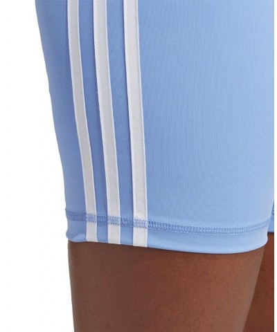 Women's Training Essentials 3-Stripes High-Waisted Short Leggings Blue $14.96 Shorts