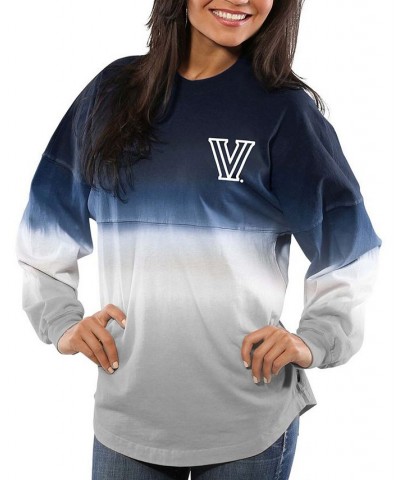 Women's Navy Villanova Wildcats Ombre Long Sleeve Dip-Dyed T-shirt Navy $51.29 Tops