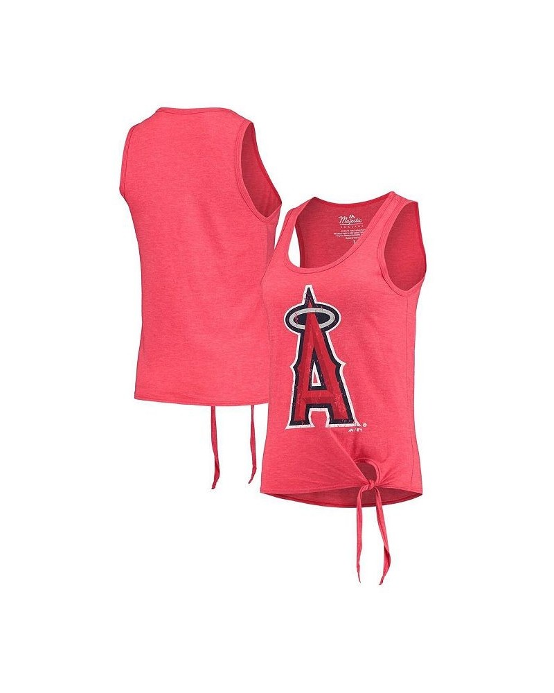 Women's Threads Red Los Angeles Angels Scoop Neck Racerback Side Tie Tri-Blend Tank Top Red $20.50 Tops