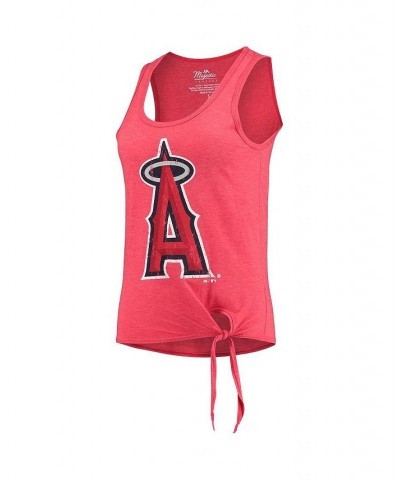 Women's Threads Red Los Angeles Angels Scoop Neck Racerback Side Tie Tri-Blend Tank Top Red $20.50 Tops