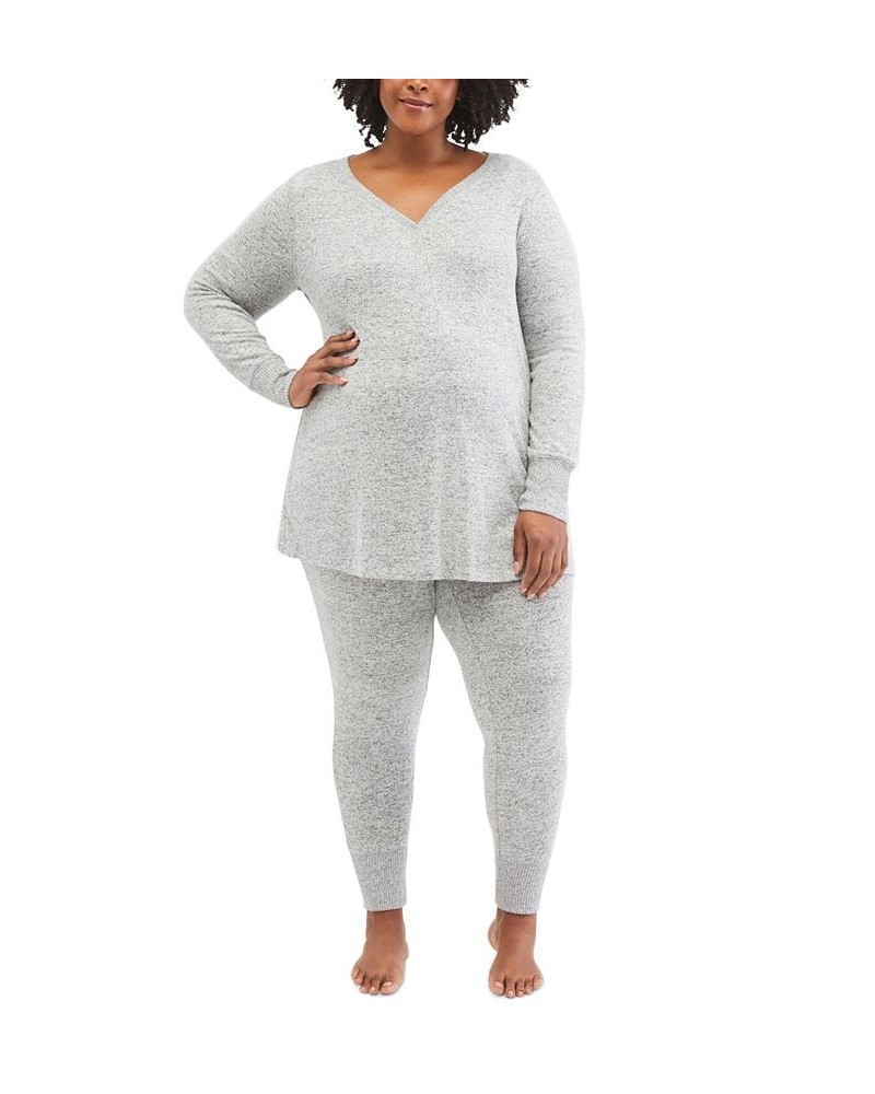 Plus Size Henley Maternity & Nursing Sleep Top Grey $18.99 Sleepwear