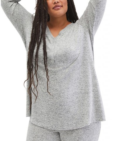 Plus Size Henley Maternity & Nursing Sleep Top Grey $18.99 Sleepwear