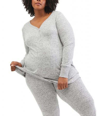 Plus Size Henley Maternity & Nursing Sleep Top Grey $18.99 Sleepwear