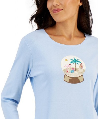 Petite Holiday Print 3/4-Sleeve Tops New Red Amore Shells $9.11 Tops