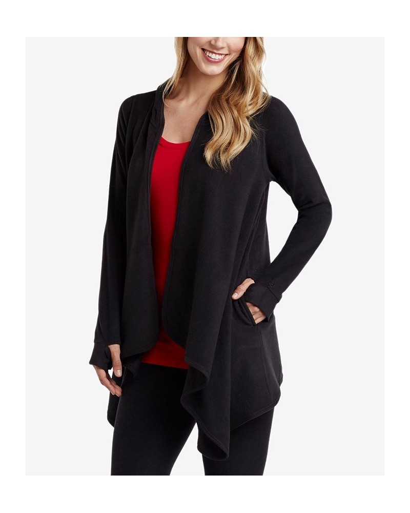 Women's Fleecewear with Stretch Long Sleeve Hooded Wrap Black $12.93 Tops