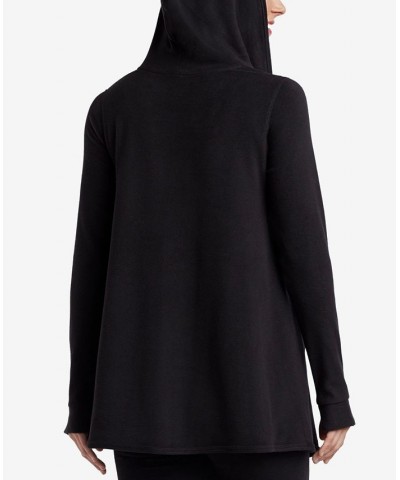 Women's Fleecewear with Stretch Long Sleeve Hooded Wrap Black $12.93 Tops