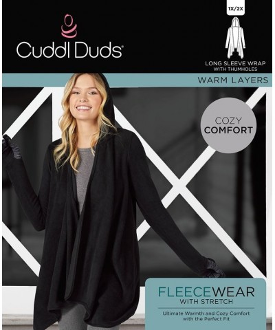 Women's Fleecewear with Stretch Long Sleeve Hooded Wrap Black $12.93 Tops