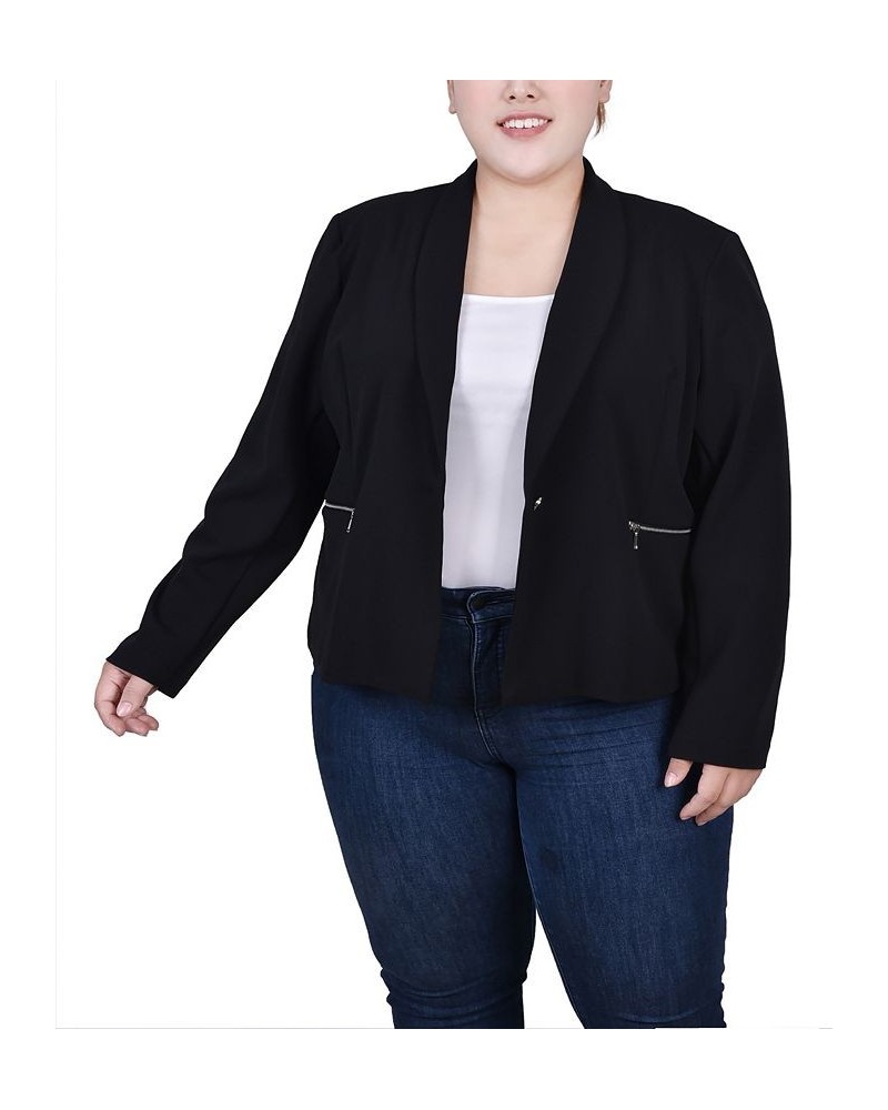 Plus Size Cropped Long Sleeve Crepe Jacket Black $13.20 Jackets