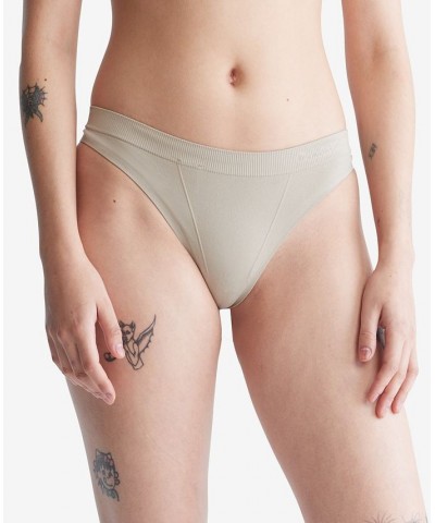 Women's Bonded Flex Thong Underwear QF6611 Brown $13.69 Panty