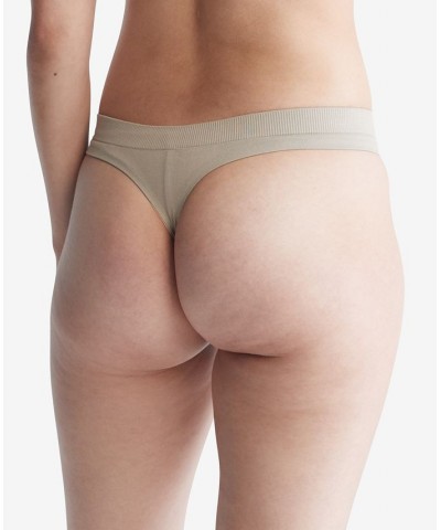 Women's Bonded Flex Thong Underwear QF6611 Brown $13.69 Panty