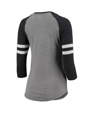 Women's Heathered Gray New Orleans Saints Throwback Raglan 3/4-Sleeve Lace-Up T-shirt Heathered Gray $18.00 Tops