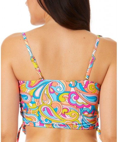 Juniors' Swirl Girl Lace-Up Side Cami Bikini Top Multi $14.35 Swimsuits