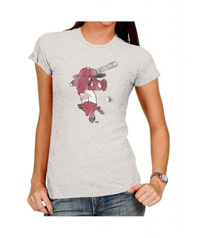 Women's Gray Arkansas Razorbacks Tri-Blend T-shirt Gray $22.25 Tops