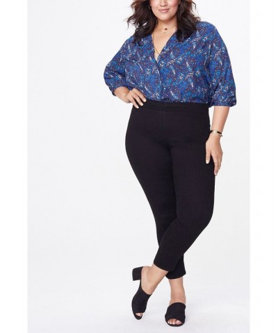 Plus Size Skinny Ankle Pull-On Side Slit Jeans Black $40.89 Jeans