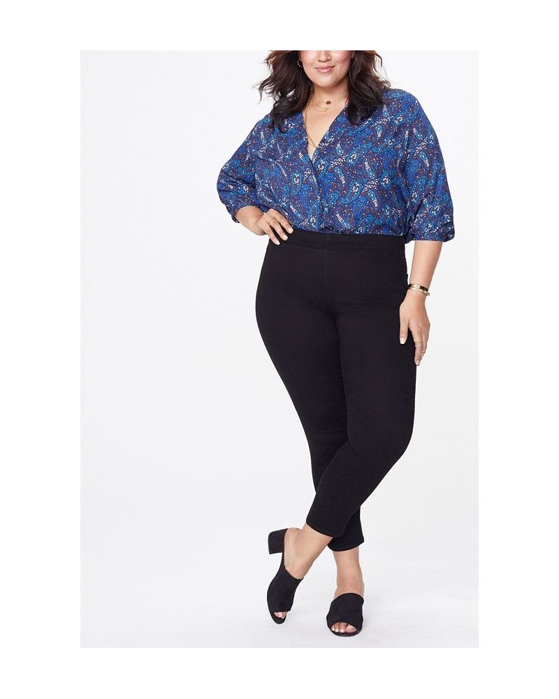 Plus Size Skinny Ankle Pull-On Side Slit Jeans Black $40.89 Jeans