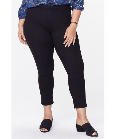 Plus Size Skinny Ankle Pull-On Side Slit Jeans Black $40.89 Jeans