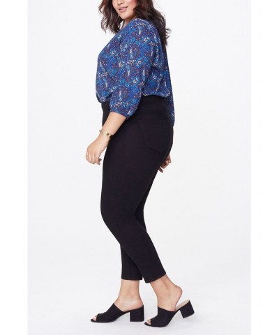 Plus Size Skinny Ankle Pull-On Side Slit Jeans Black $40.89 Jeans