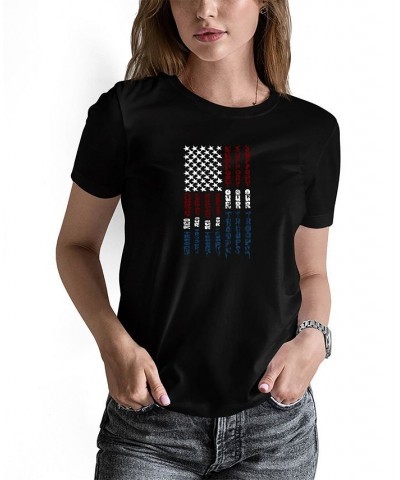 Women's Support Our Troops Word Art T-shirt Black $19.94 Tops