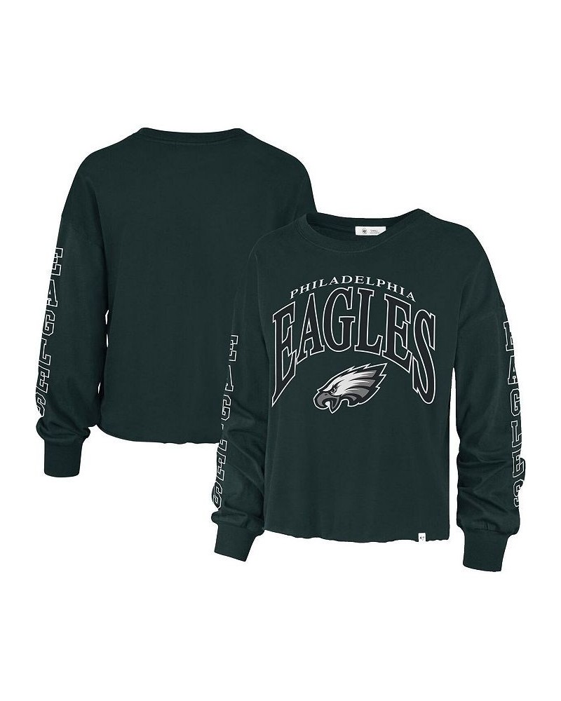 Women's Midnight Green Philadelphia Eagles Skyler Parkway Cropped Long Sleeve T-shirt Green $28.55 Tops