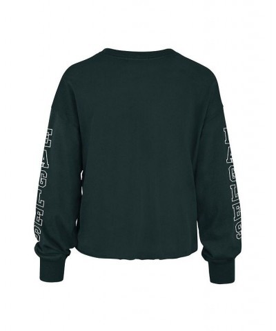 Women's Midnight Green Philadelphia Eagles Skyler Parkway Cropped Long Sleeve T-shirt Green $28.55 Tops