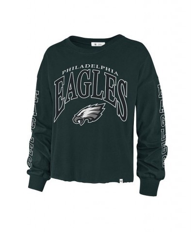 Women's Midnight Green Philadelphia Eagles Skyler Parkway Cropped Long Sleeve T-shirt Green $28.55 Tops