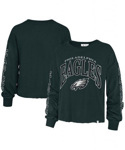 Women's Midnight Green Philadelphia Eagles Skyler Parkway Cropped Long Sleeve T-shirt Green $28.55 Tops