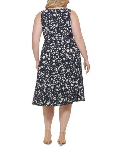 Plus Size Floral-Print Fit & Flare Dress Sky Captain/ivory $63.21 Dresses