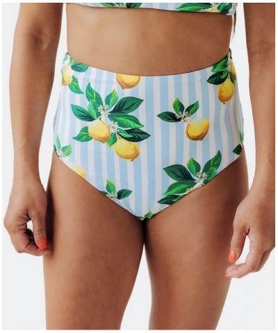 Women's Amalfi Coast Lemon High Rise Bikini Bottom Blue and white stripe lemons $22.95 Swimsuits