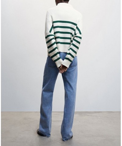 Women's Striped Zipper Sweater Green $30.80 Sweaters