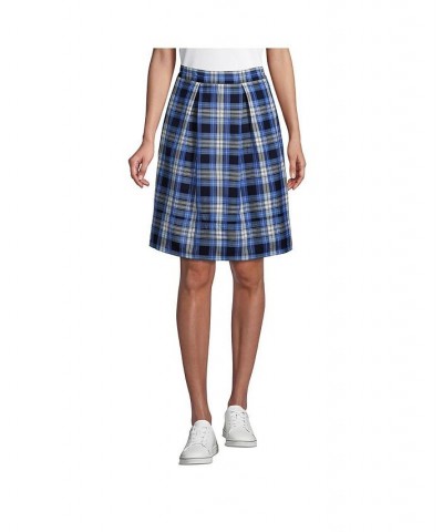 School Uniform Women's Plaid Pleated Skort Top of Knee Clear blue plaid $31.24 Skirts