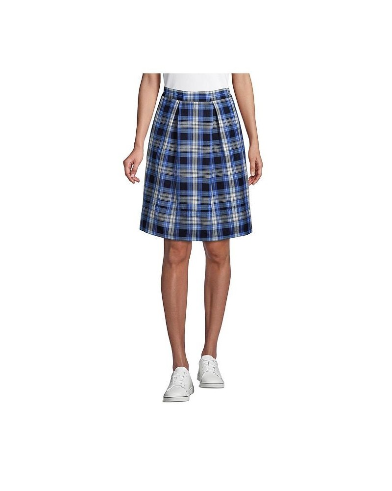 School Uniform Women's Plaid Pleated Skort Top of Knee Clear blue plaid $31.24 Skirts