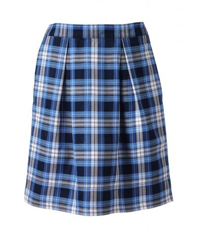 School Uniform Women's Plaid Pleated Skort Top of Knee Clear blue plaid $31.24 Skirts