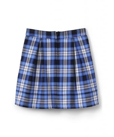 School Uniform Women's Plaid Pleated Skort Top of Knee Clear blue plaid $31.24 Skirts