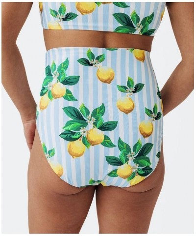 Women's Amalfi Coast Lemon High Rise Bikini Bottom Blue and white stripe lemons $22.95 Swimsuits