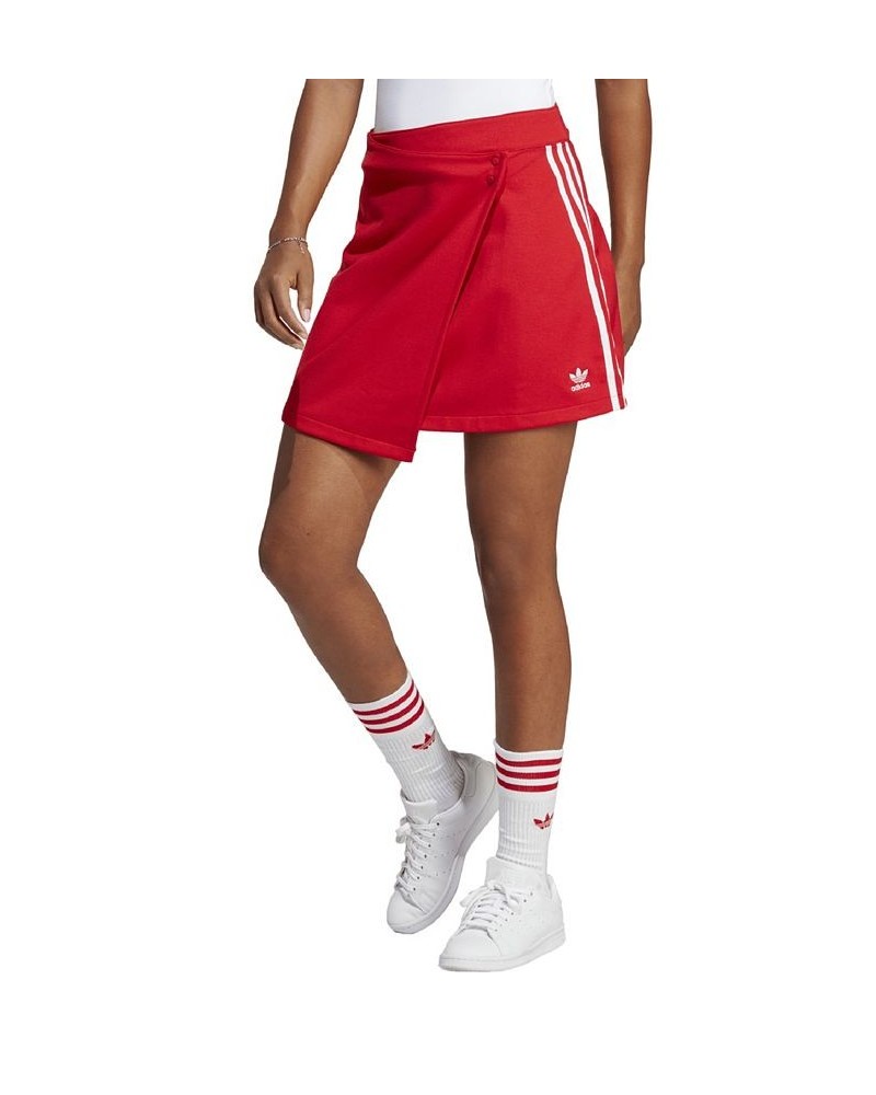 Women's Adicolor Classics 3-Stripes Short Wrapping Skirt Better Scarlet $29.25 Skirts