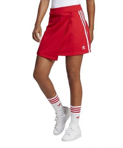 Women's Adicolor Classics 3-Stripes Short Wrapping Skirt Better Scarlet $29.25 Skirts