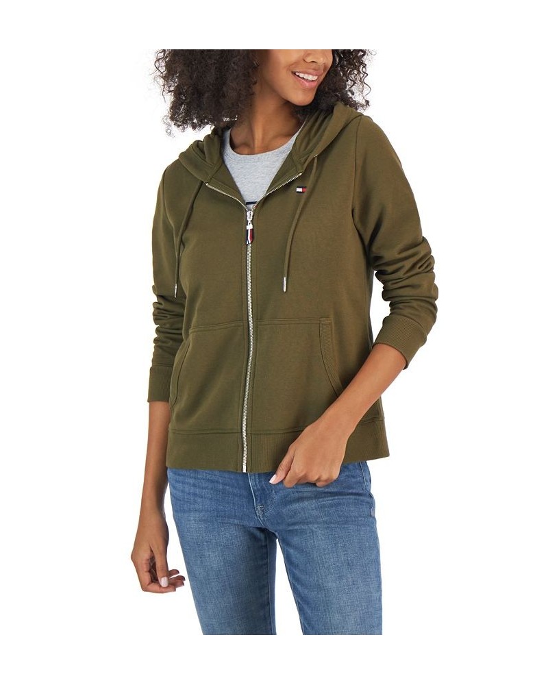 Women's Full-Zip Long Sleeve Hoodie Dark Olive Heather $24.30 Sweatshirts