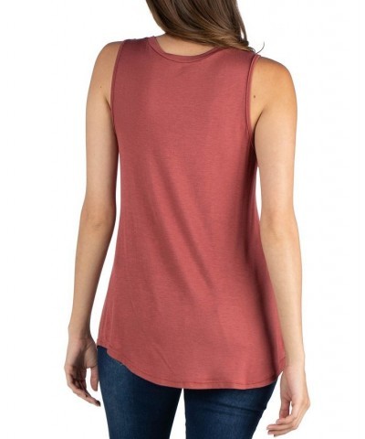 V-Neck Tunic Tank Top with Round Hemline Brown $13.12 Tops