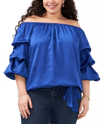 Plus Size Off-The-Shoulder Bubble-Sleeve Top Opulent Blue $24.75 Tops