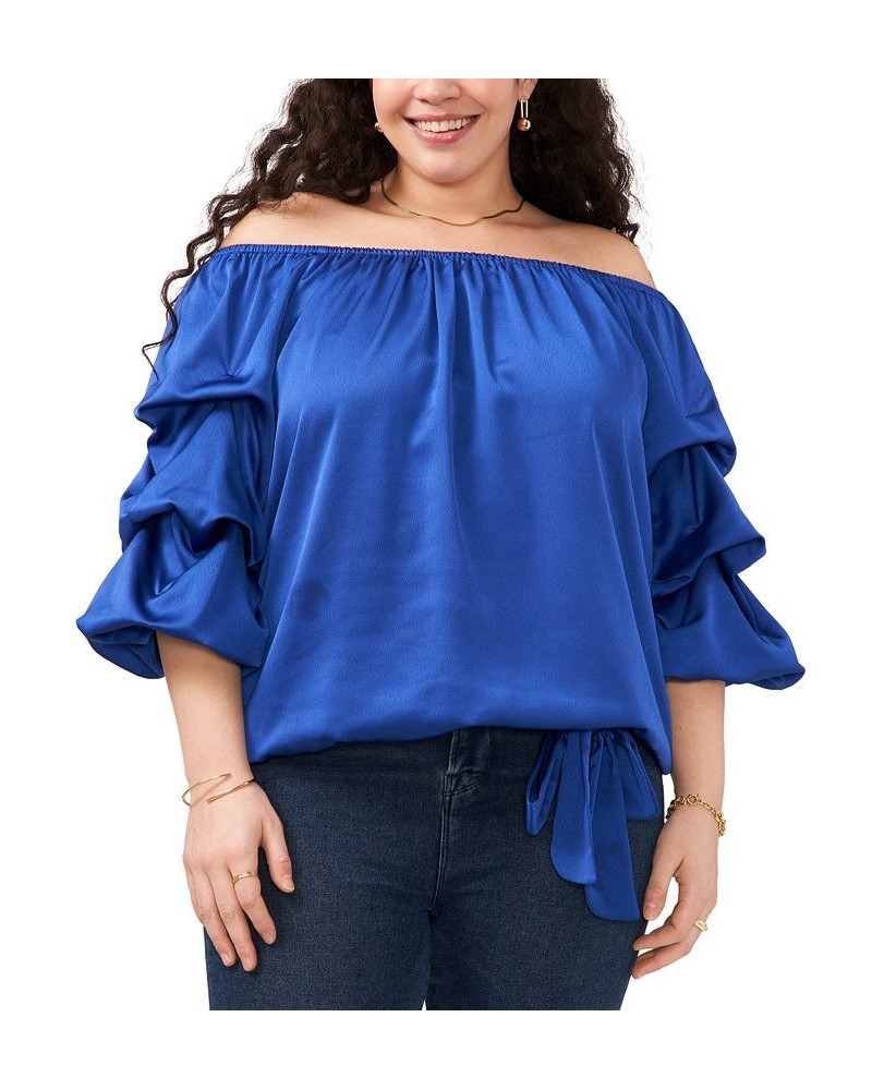 Plus Size Off-The-Shoulder Bubble-Sleeve Top Opulent Blue $24.75 Tops