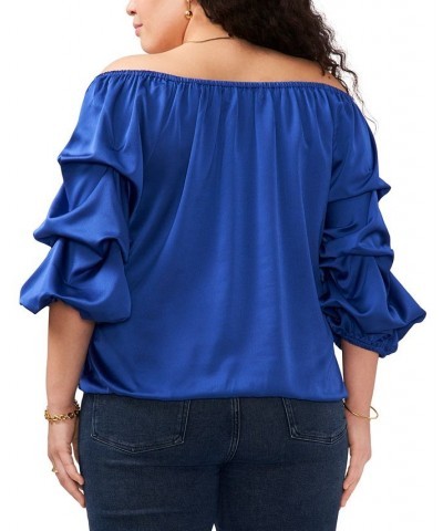 Plus Size Off-The-Shoulder Bubble-Sleeve Top Opulent Blue $24.75 Tops