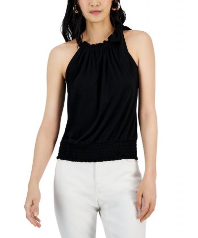 Tie-Neck Halter Top Black $18.45 Tops