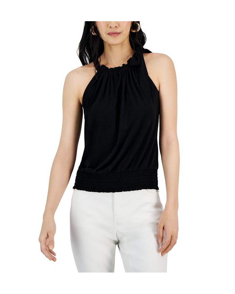 Tie-Neck Halter Top Black $18.45 Tops