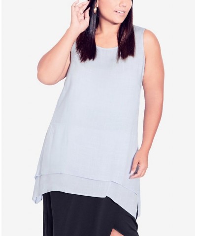 Plus Size Selena Layered Tunic Top Chambray Blue $21.27 Tops