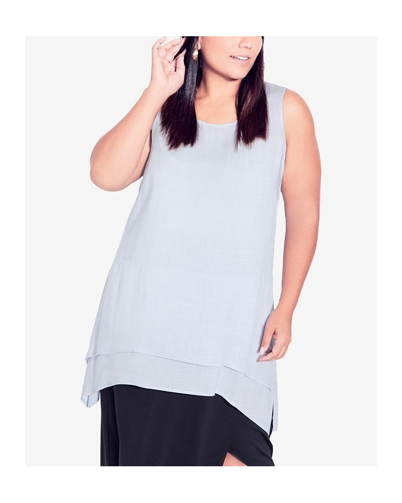 Plus Size Selena Layered Tunic Top Chambray Blue $21.27 Tops