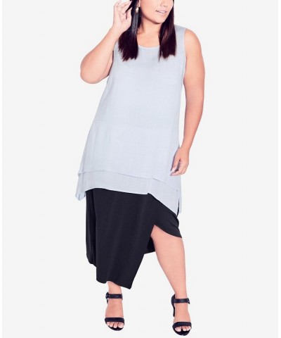 Plus Size Selena Layered Tunic Top Chambray Blue $21.27 Tops