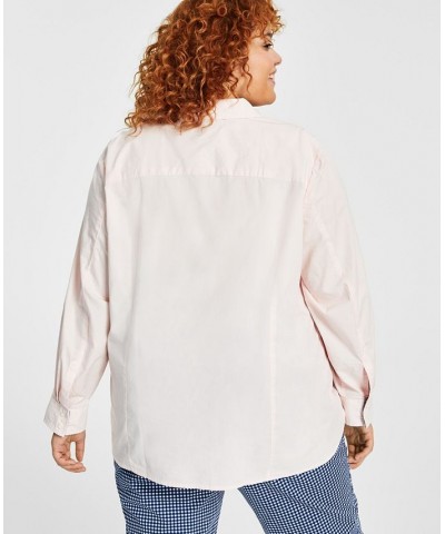 Plus Size Cotton Roll-Tab Shirt Ballet Pink $32.99 Tops