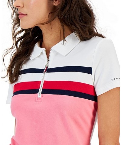 Global Tape Zipper Polo Top Blue $17.86 Tops