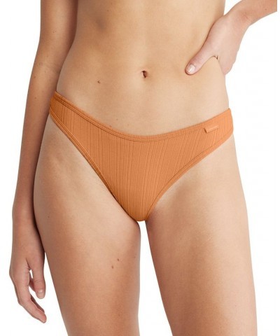 Women's Ribbed Thong QD3884 Orange $9.69 Panty